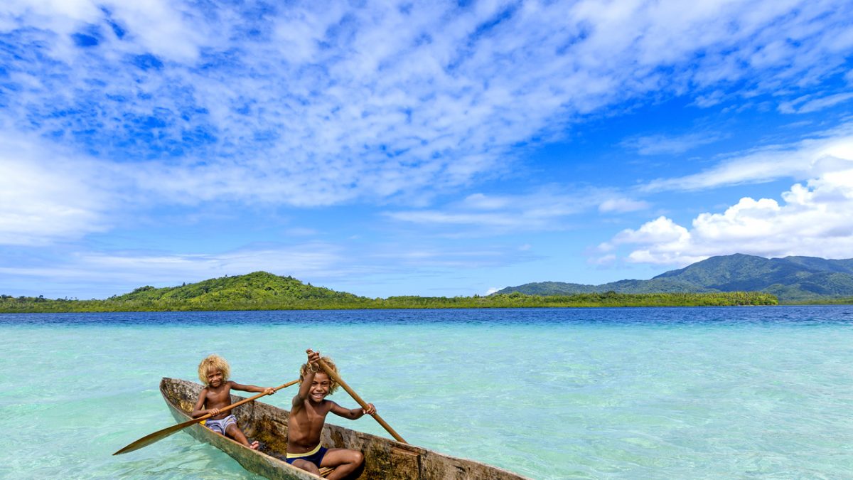 Children In Canoe